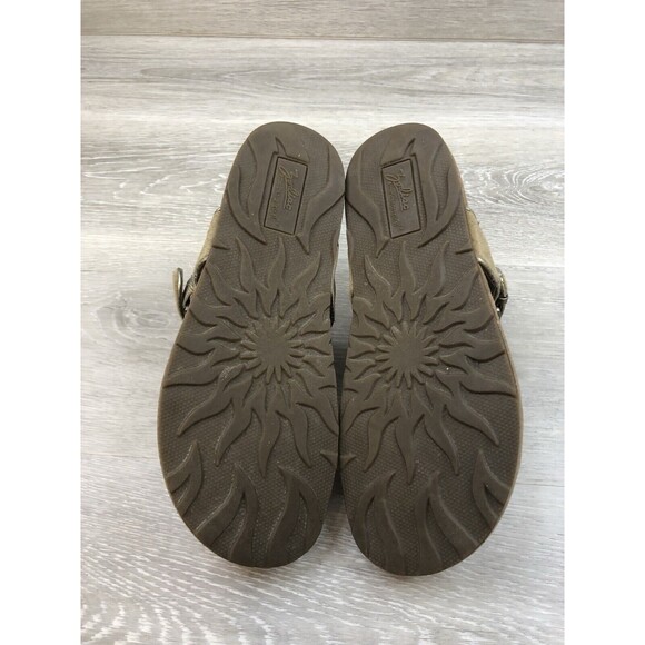 Zodiac Apache Women's Khaki Leather Slip On Adjustable Thong Sandals Size US 9M - Picture 5 of 8